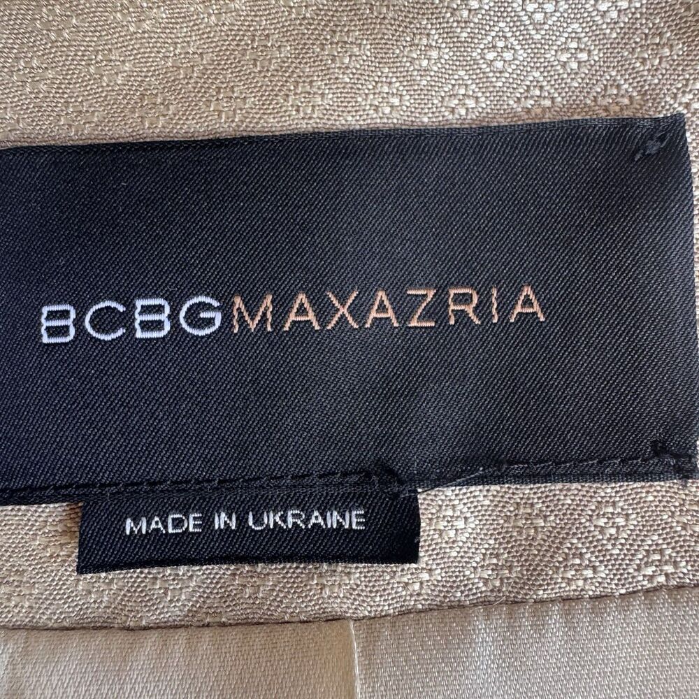 BCBGMAXAZRIA Womens Gold Woven Suiting Double Breasted Jacket Fits Sz S/M - Picture 16 of 16